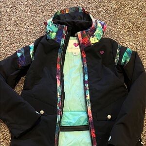Obermeyer Black Jacket with Vibrant Multicolor Accents